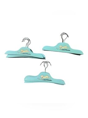 Kids Wooden Hangers with Playful Dog Design - Aqua